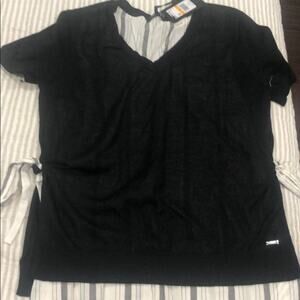 DKNY Layered V-Neck Top Blouse Side Ties NWT Size Small Preppy Academia